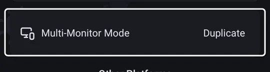 The Multi-Monitor Mode row in Wallpaper Reactor's settings, currently set to Duplicate.
